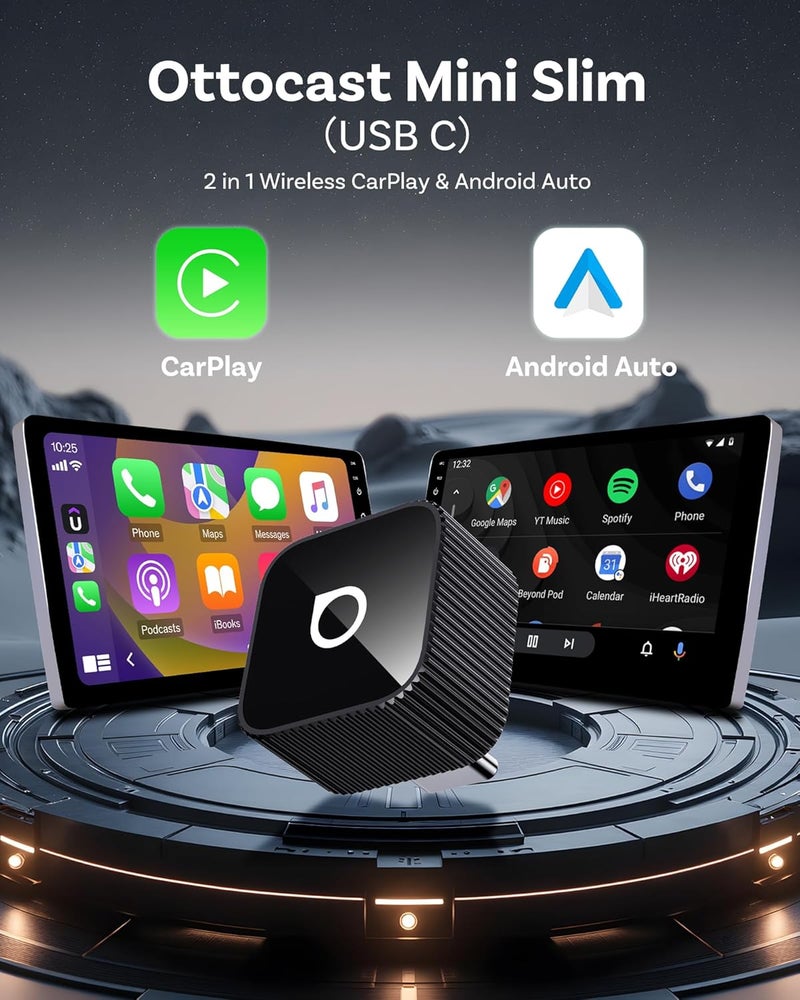 Ottocast Mini Cube 3.0 USB C Wireless CarPlay & Android Auto Adapter 2026– Plug & Play, Fast Auto-Reconnect (Black) - Image 3